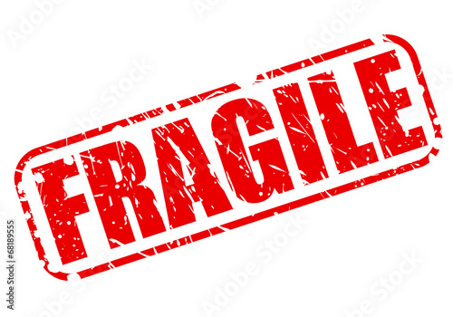 Fragile red stamp text