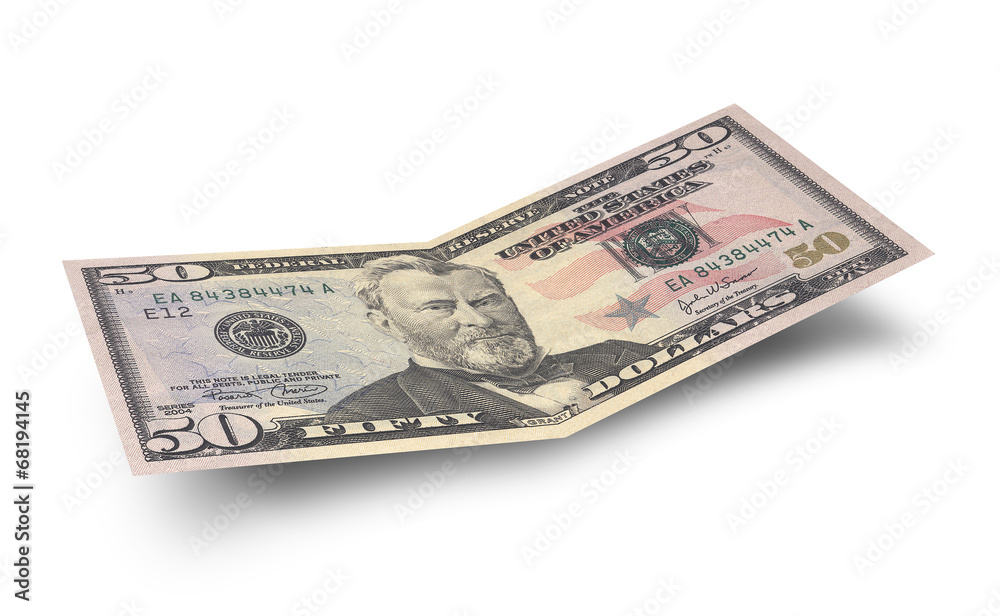 Fifty dollar banknote isolated on white background Fifty dollar banknote isolated on white background