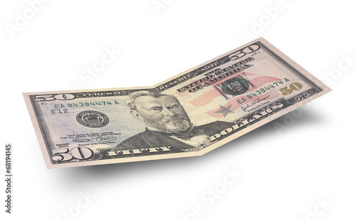 Fifty dollar banknote isolated on white background