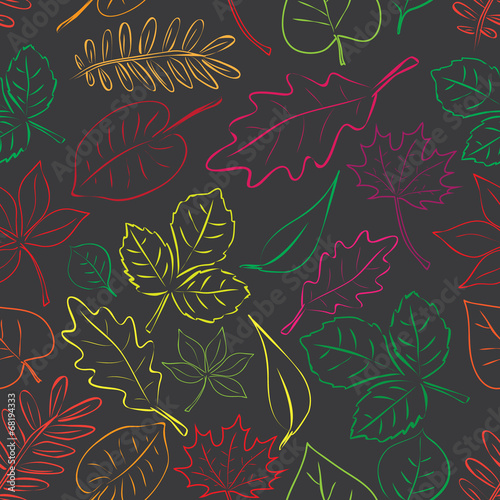 simple autumn leaf dark and color seamless pattern eps10