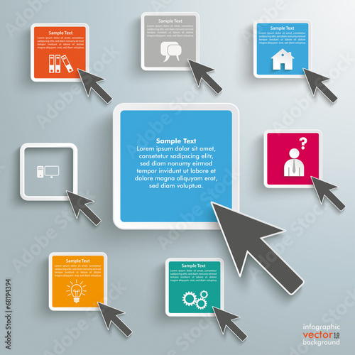 Squares Office Mouse Clicks Infographic