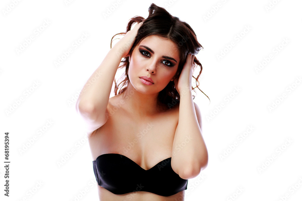 Portrait of attractive woman isolated on a white background Portrait of attractive woman isolated on a white background