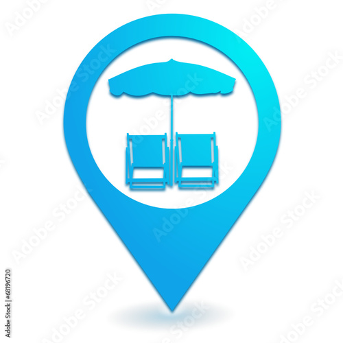 plage privée sur symbole localisation bleu