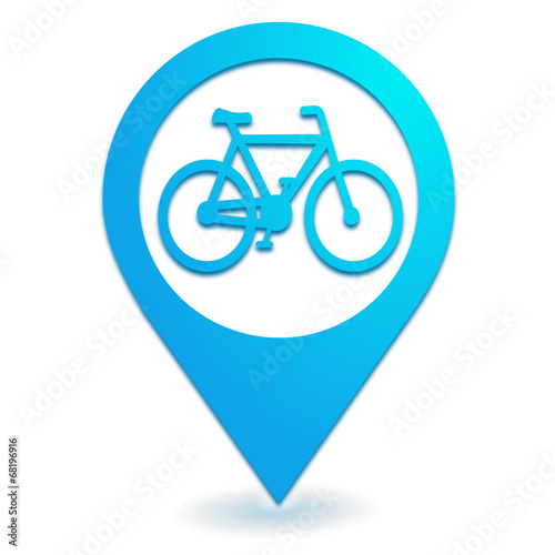 vélo sur symbole localisation bleu