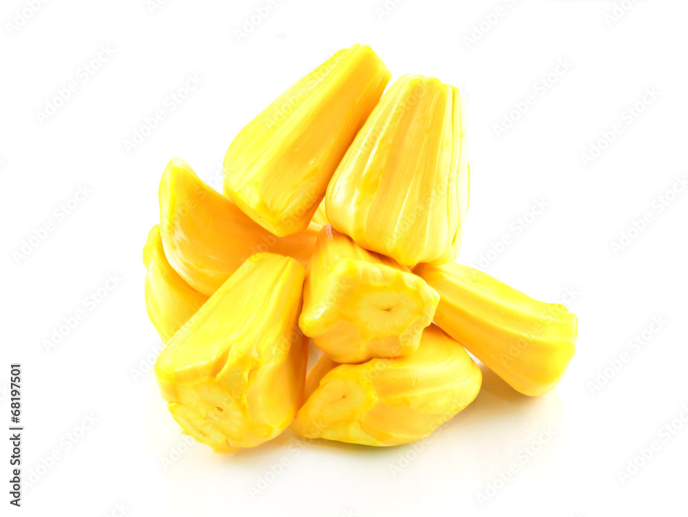 Juicy jackfruit isolated on white background Juicy jackfruit isolated on white background