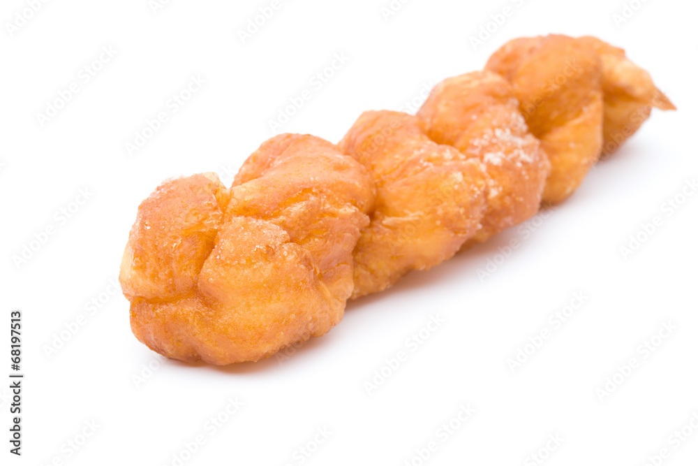 side view twisted bread on a white background side view twisted bread on a white background