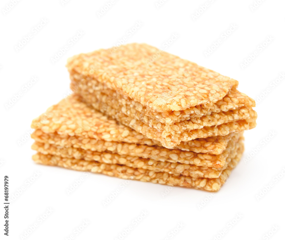 sweet rice puffs blocks on a white background sweet rice puffs blocks on a white background