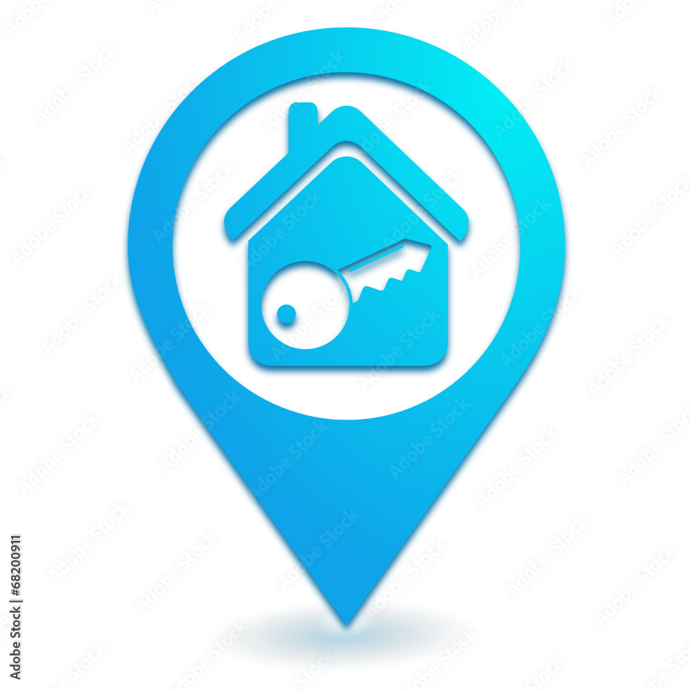 alarme maison sur symbole localisation bleu
