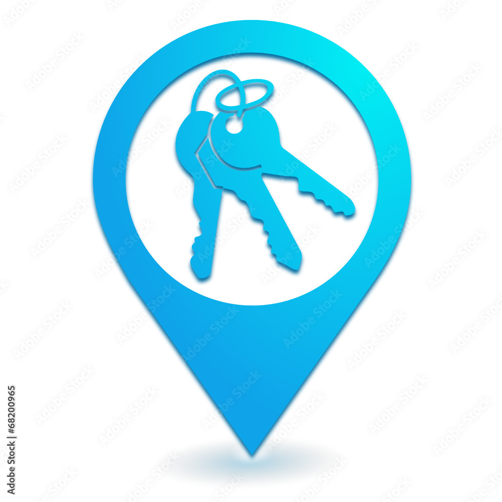 clef sur symbole localisation bleu