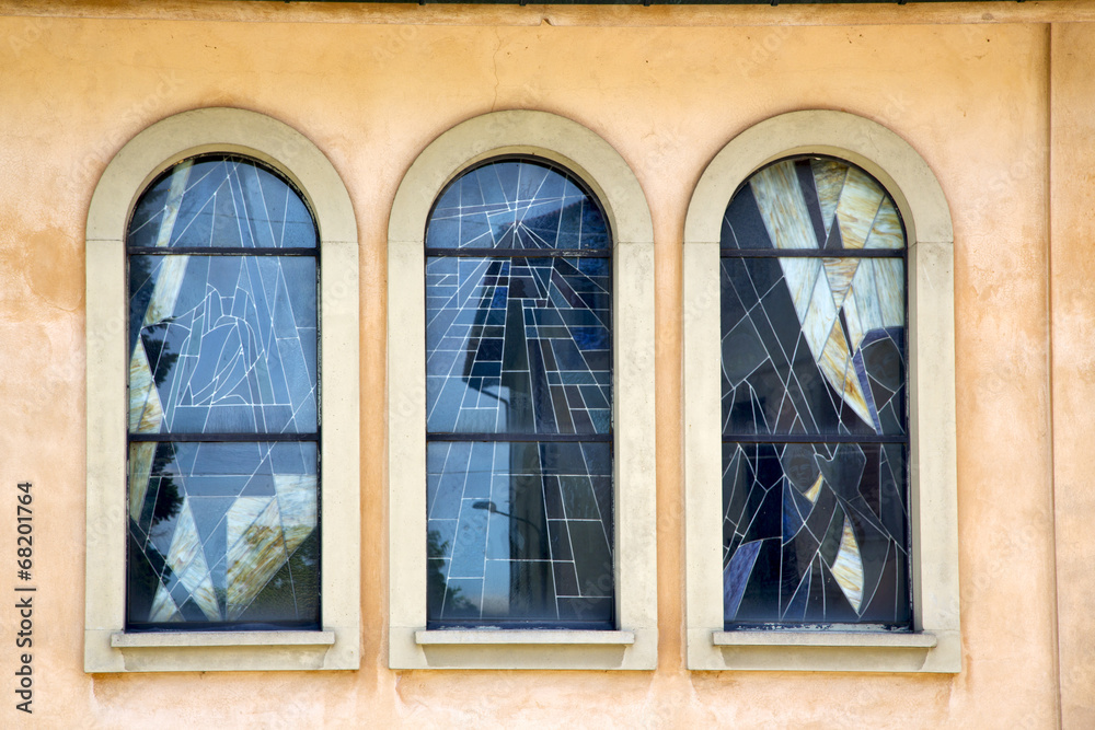 jerago cross church   window   and mosaic wall