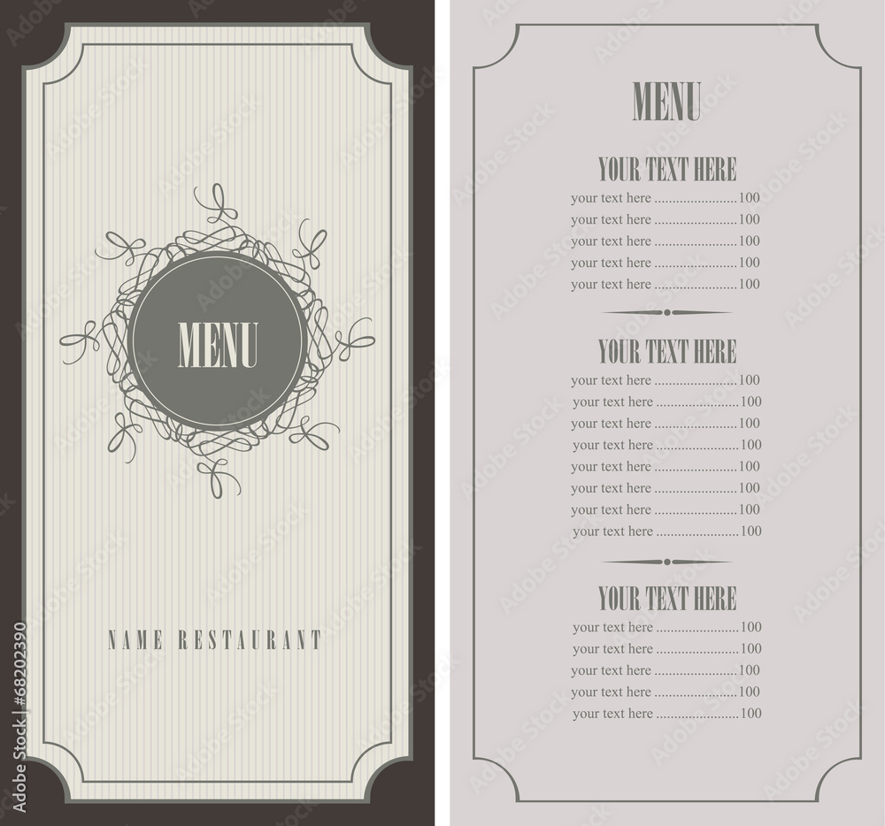 menu for the restaurant in retro style - obrazy, fototapety, plakaty 