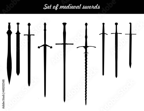 Black silhouettes of medieval swords