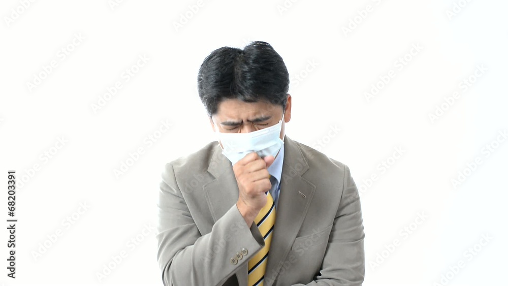 風邪に罹患したビジネスマン