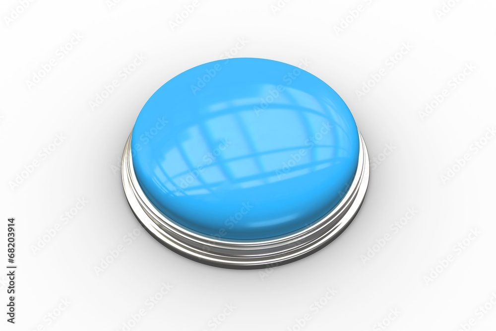 Digitally generated shiny blue push button Digitally generated shiny blue push button