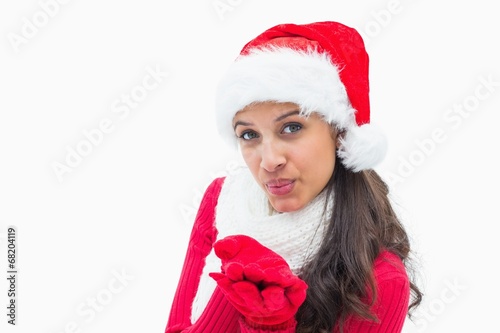 Beautiful festive woman smiling at camera