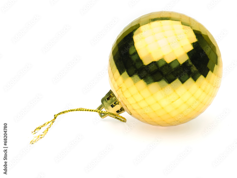 yellow christmas ball on white background yellow christmas ball on white background