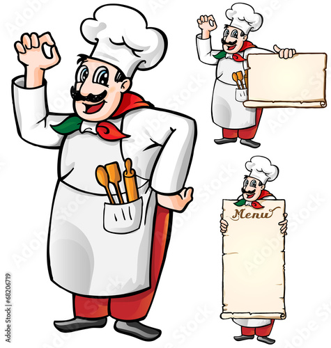 italian chef set isolated