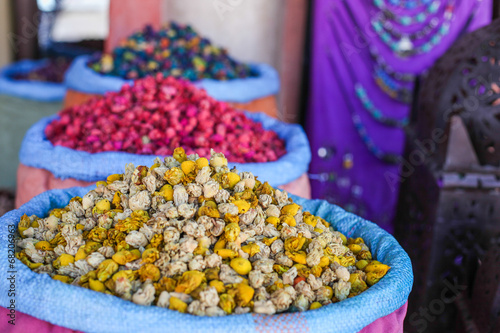 Various spices at the market Marrakech, Morocco