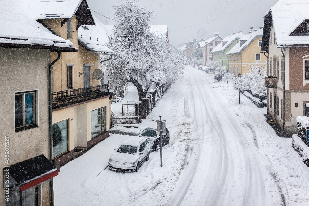 Fototapeta premium Snowy town