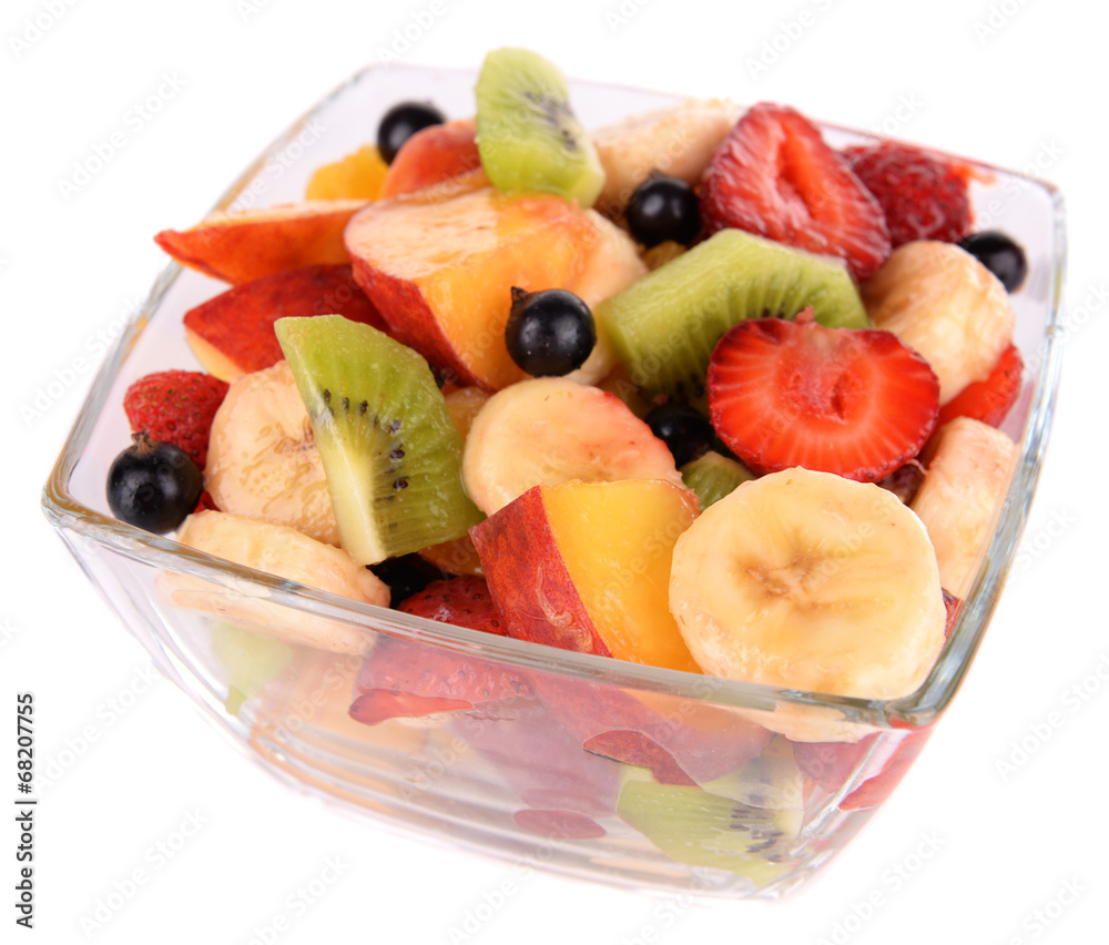 Fresh fruits salad in bowl isolated on white Fresh fruits salad in bowl isolated on white