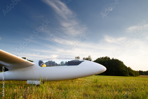 Landed sailplane on ground