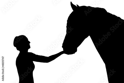 Silhouette girls and horses