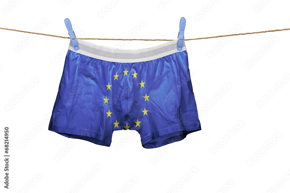 Underwear with the Europe flag on a string Stock Photo
