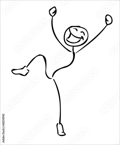 Happy jumping stick man vector