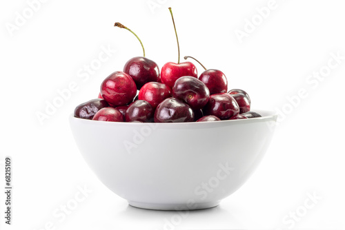 Cherry fruit in white dish