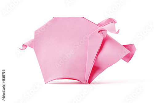 Origami pink pig