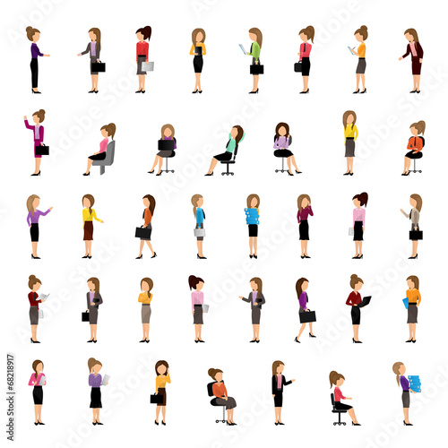 Business Women - Isolated On Gray Background
