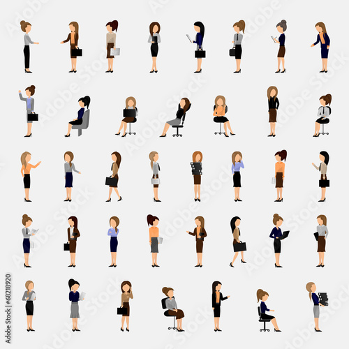 Business Women - Isolated On Gray Background