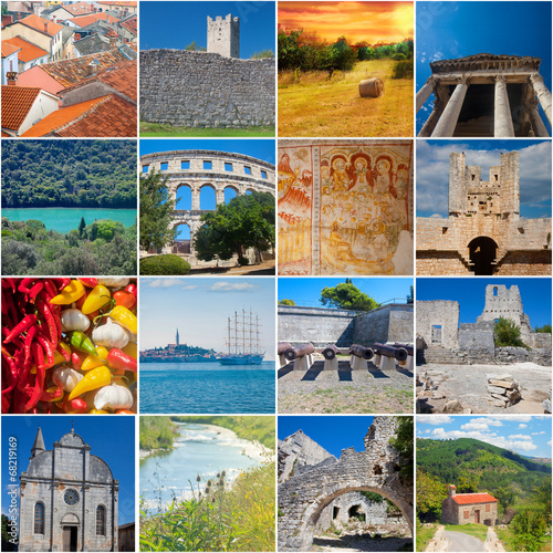 Istria landmarks and scenic collage