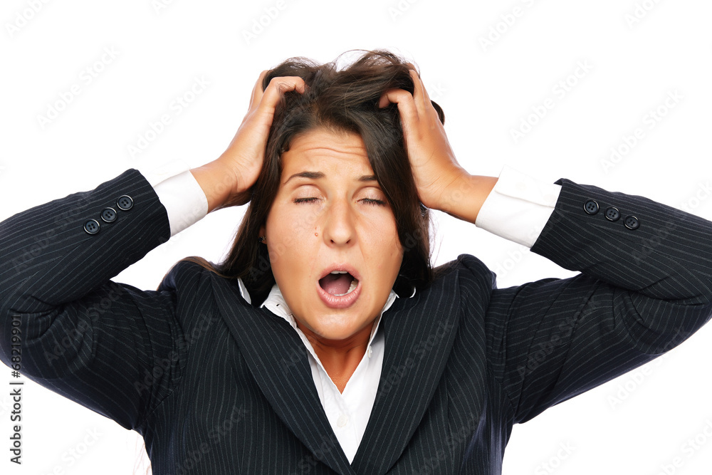 Business woman burned out is tired of work Business woman burned out is tired of work