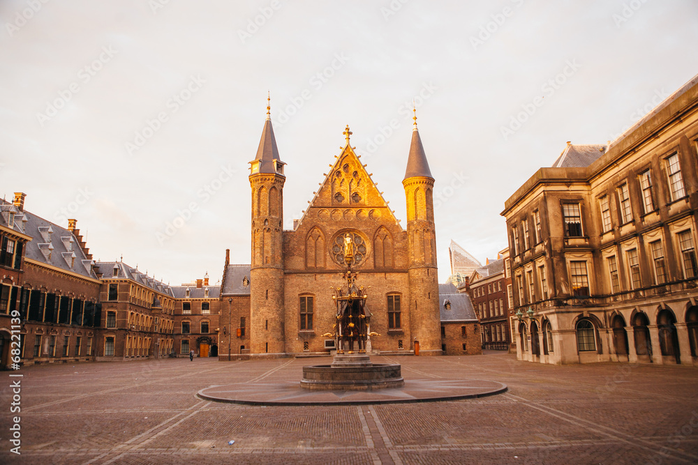 Gothic facade of Ridderzaal in Binnenhof, Hague, Netherlands