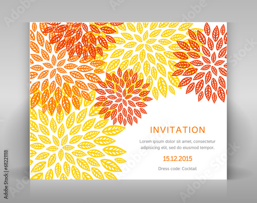 Orange floral invitation.