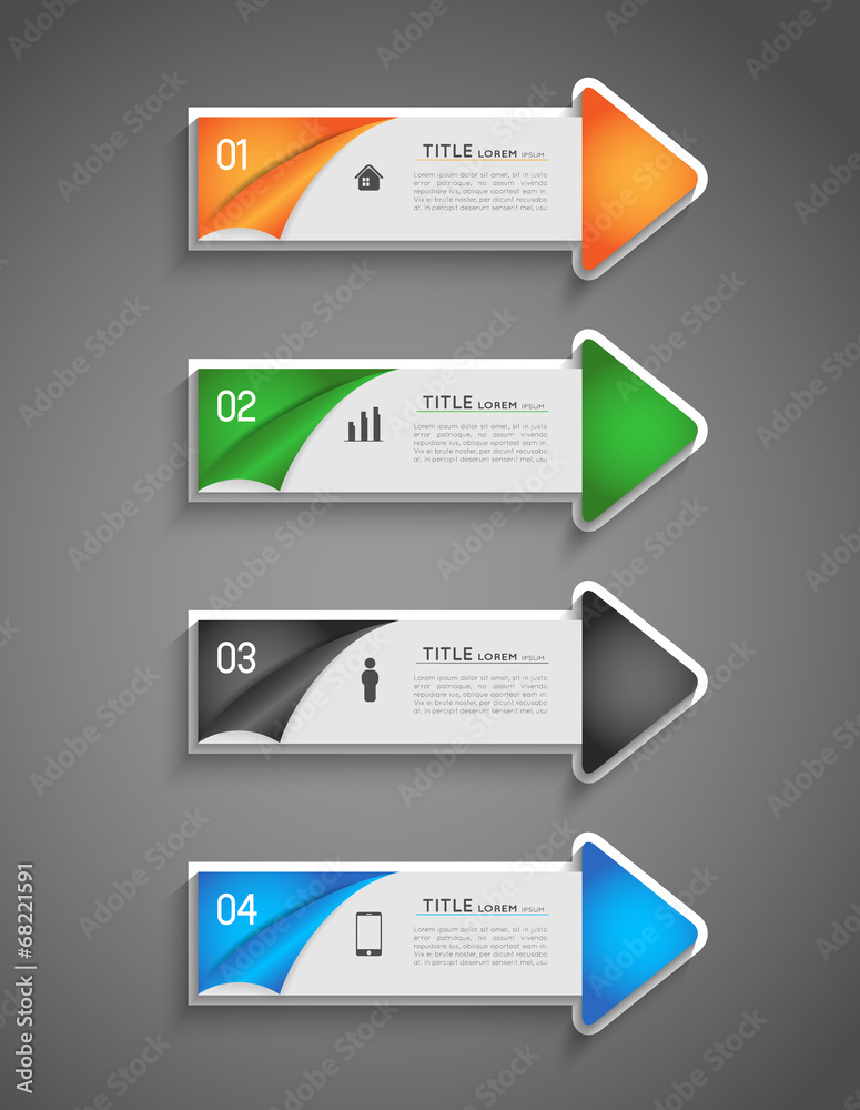 infographic colorful direction arrows with option steps and icon infographic colorful direction arrows with option steps and icon