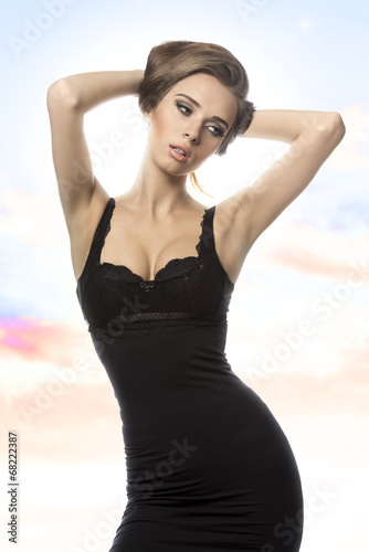 girl with fashion black dress