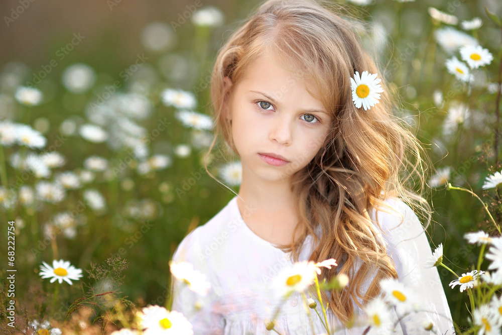 portrait of a beautiful little girl with chamomile portrait of a beautiful little girl with chamomile