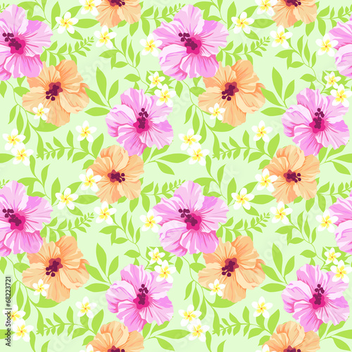 Colorful tropical flowers   seamless vector background