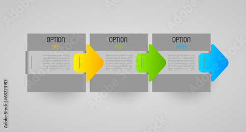 abstract progression tags with option steps and direction arrows
