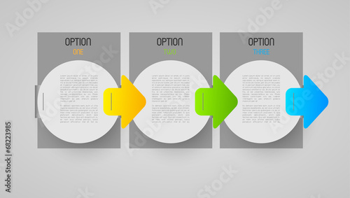 abstract progression tags with option steps and direction arrows