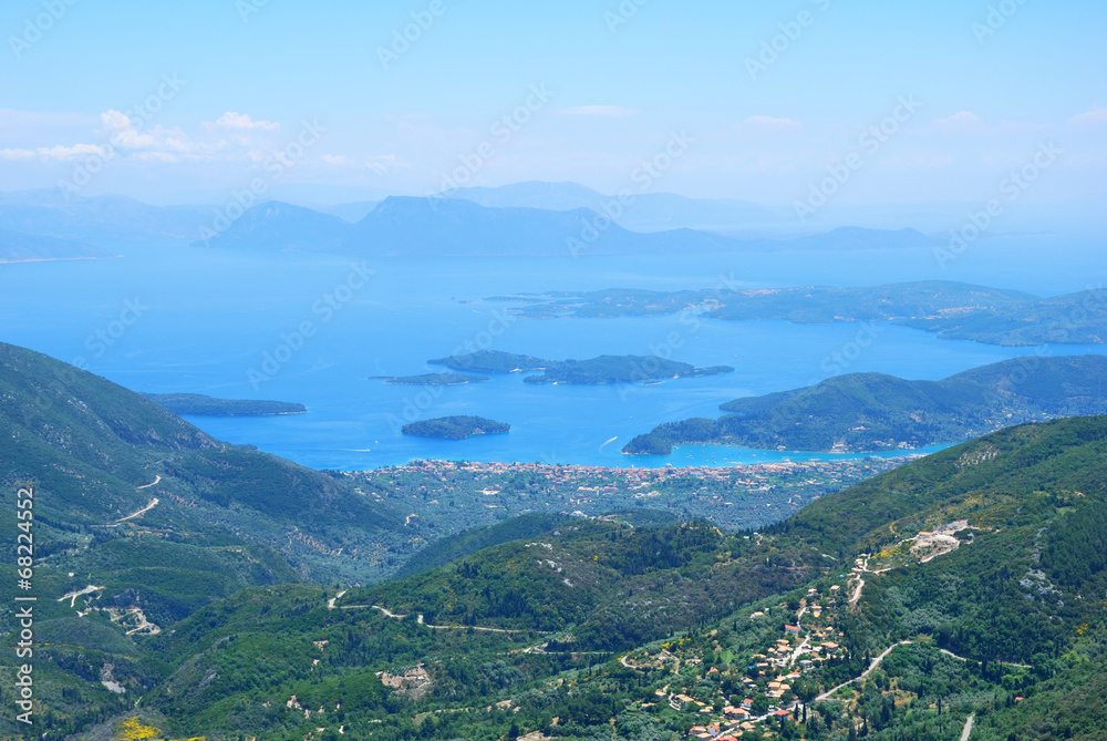 View on an island coast from a high mountain
