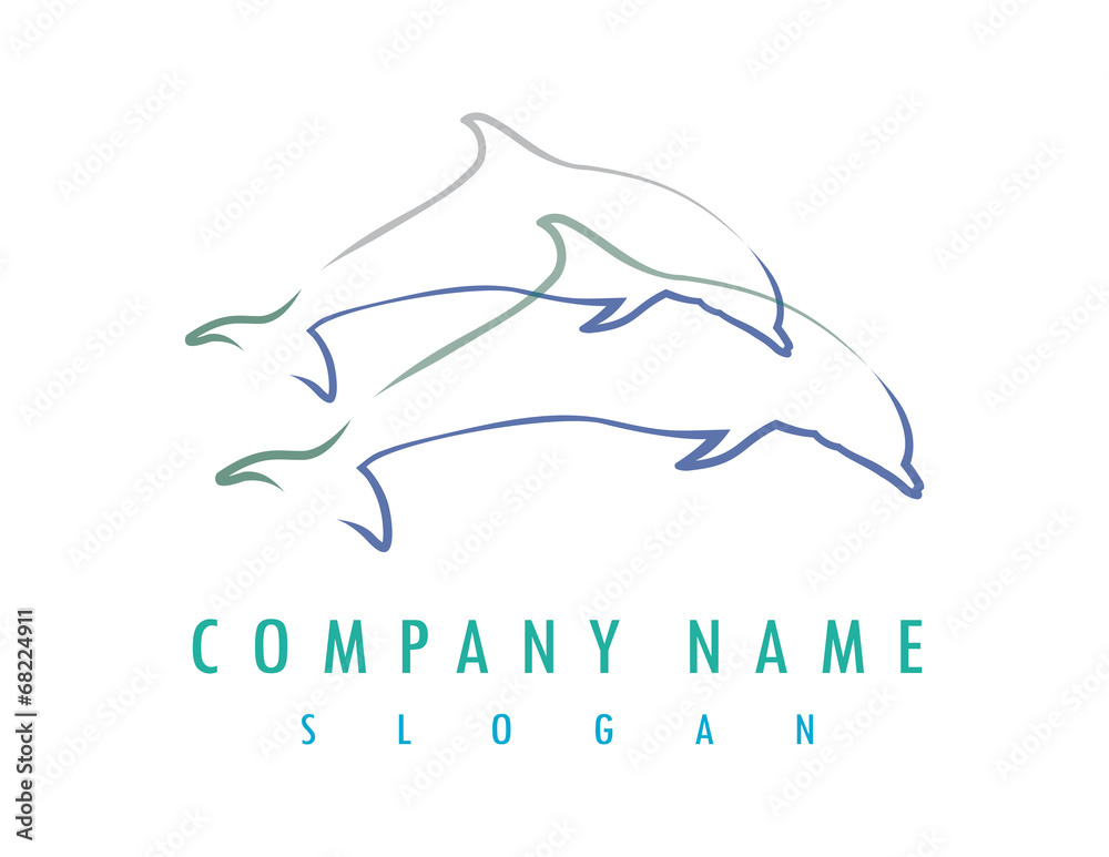 Fototapeta premium Dolphin lines logo