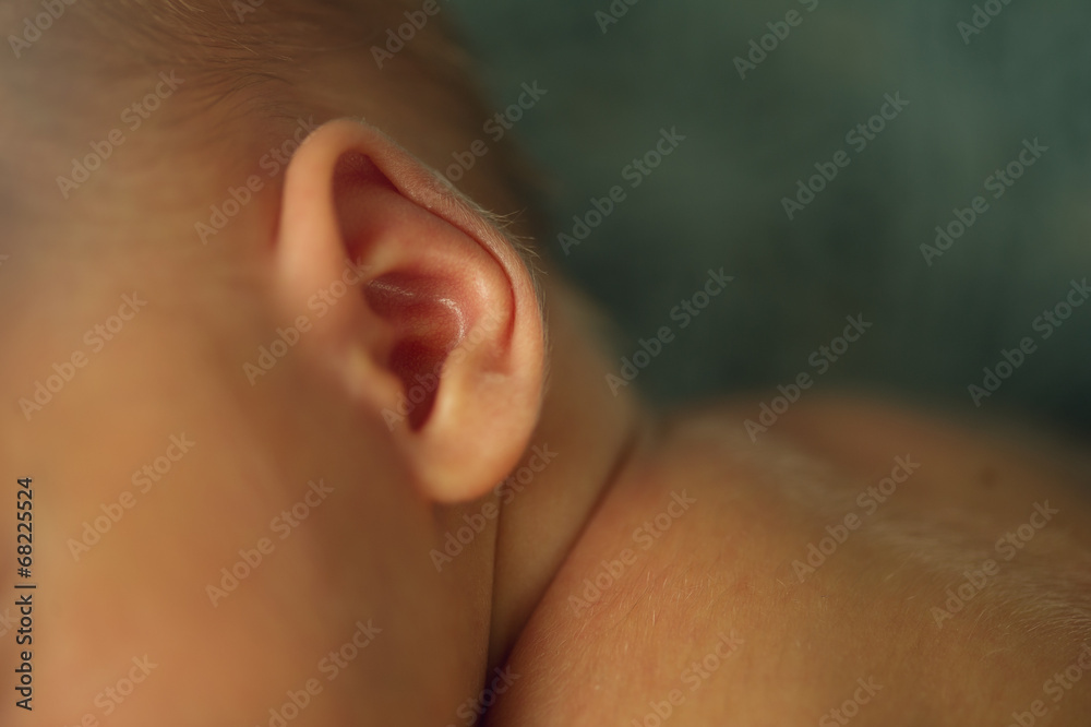Small delicate little ear of newborn