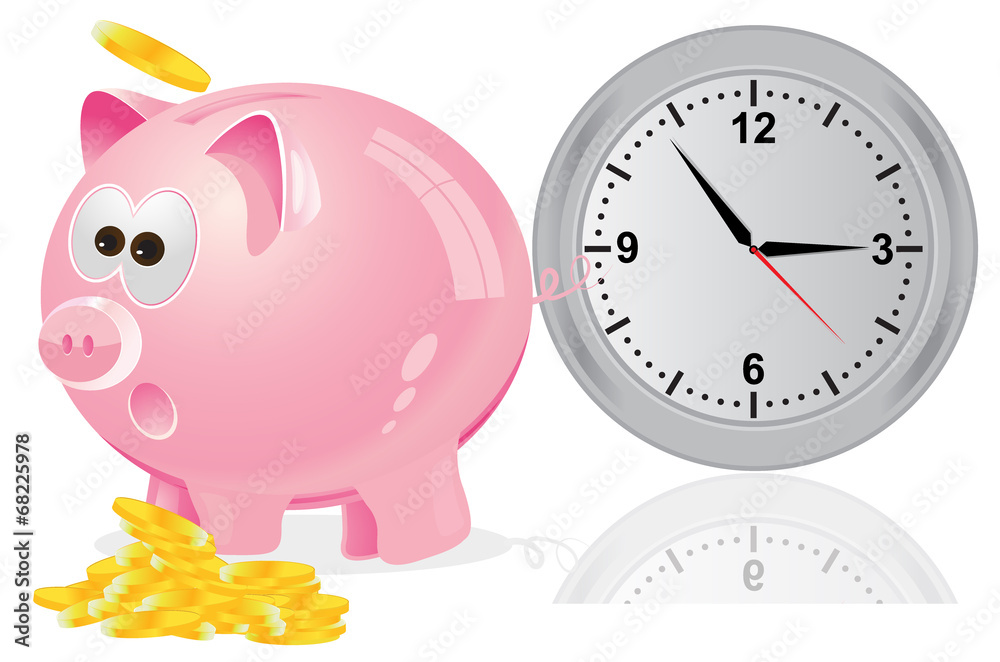 Obraz premium Time, money, concept, pink