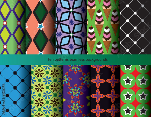 ten patterns backgrounds seamless