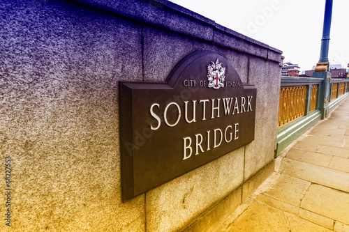 Southwark Bridge sign photo