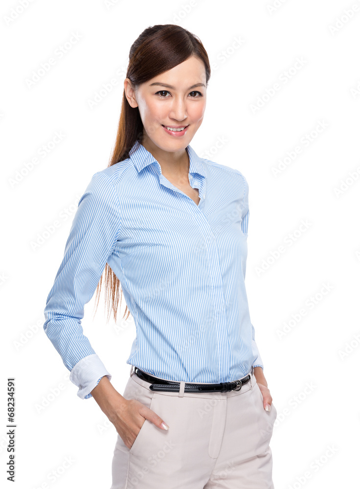 Asian businesswoman hand inside pocket Asian businesswoman hand inside pocket