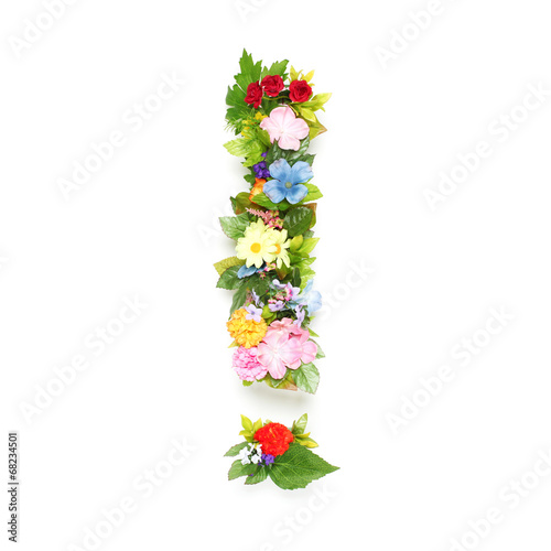 Exclamation point made of leaves and flowers